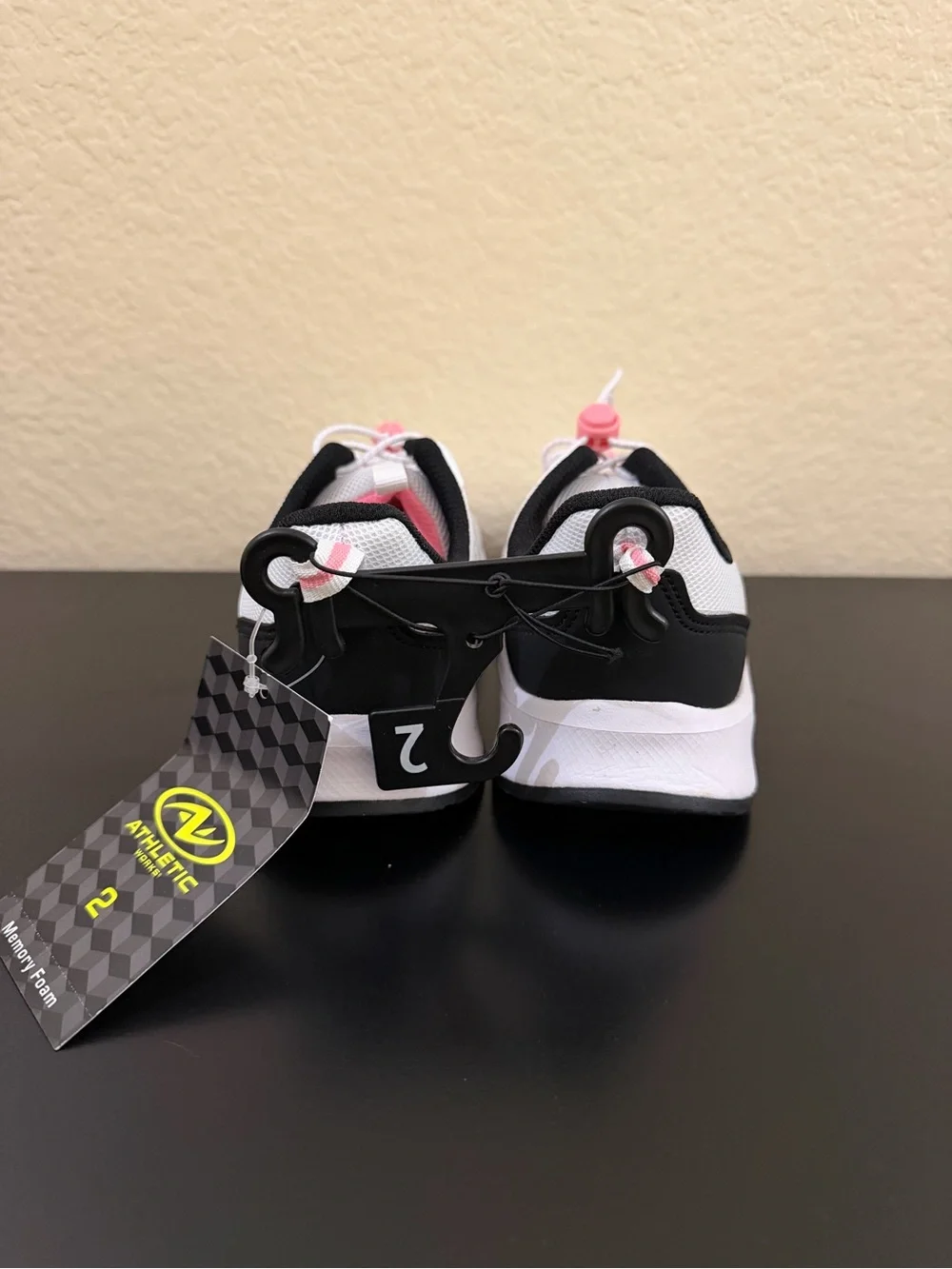 Kids White & Pink Athletic Sneakers with Black Trim